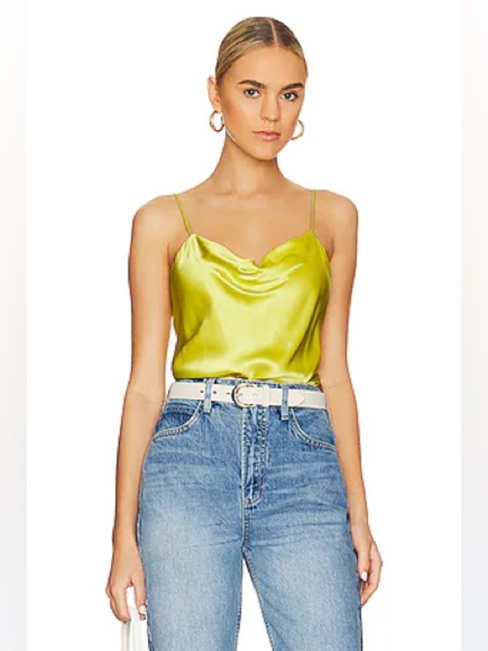 NWOT Cinq a Sept Marta Silk Cami in Key Lime Large